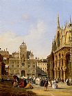 Square Canvas Paintings - A View Of St Mark's Square
